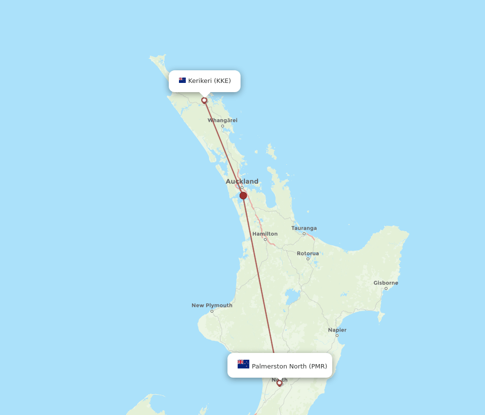 PMR to KKE flights and routes map