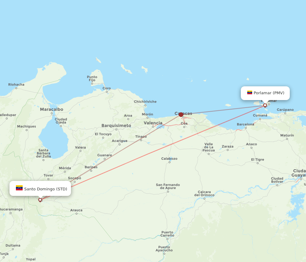 PMV to STD flights and routes map