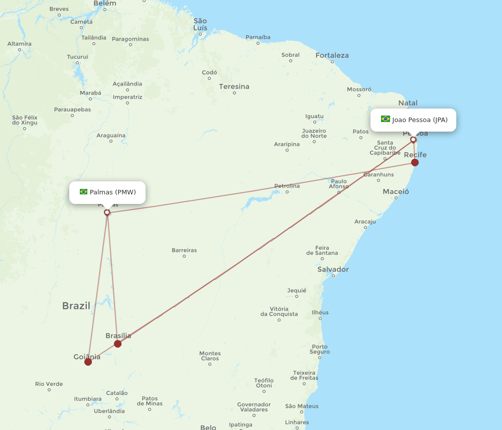 PMW-JPA flight routes