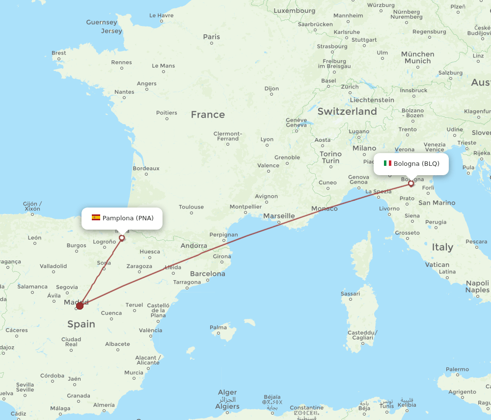 PNA-BLQ flight routes