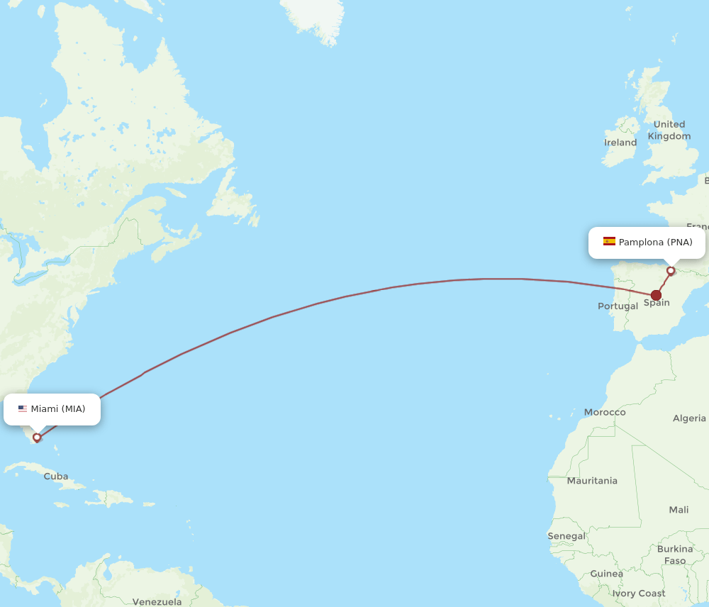 PNA-MIA flight routes
