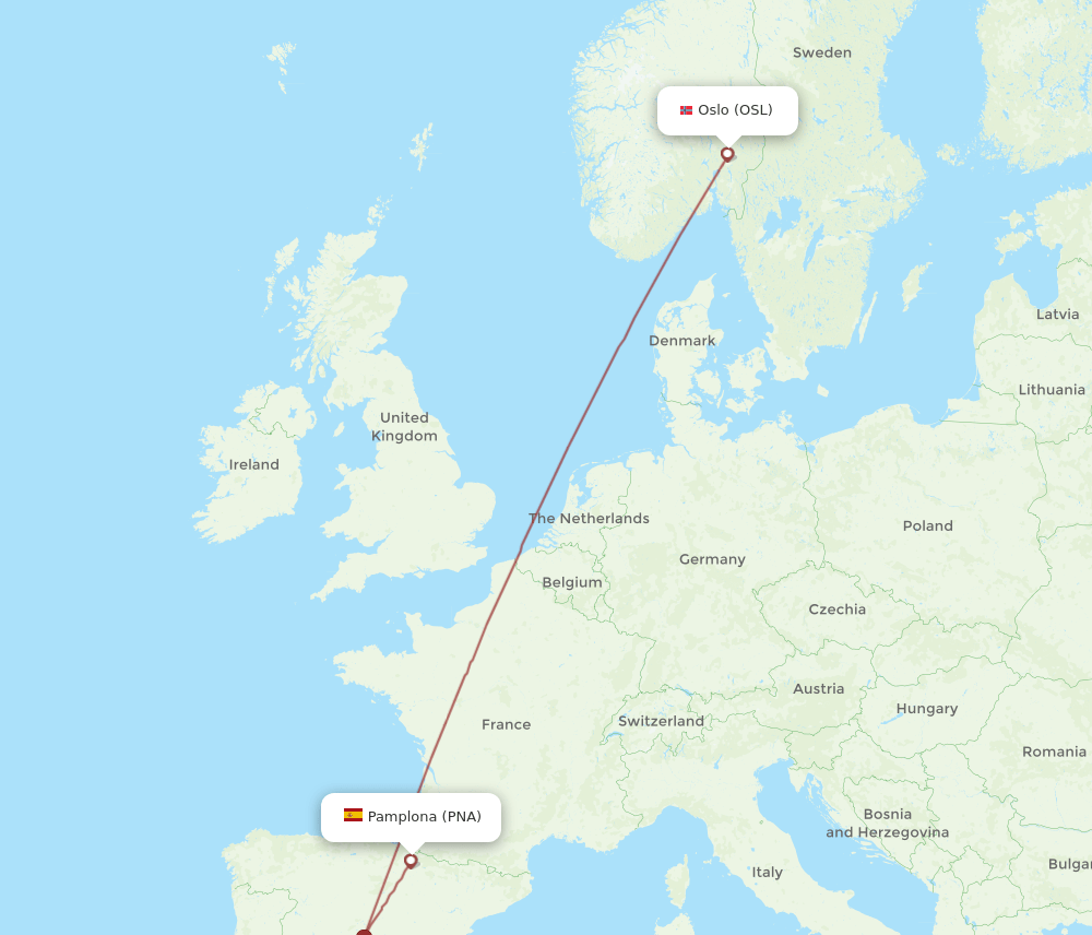 PNA-OSL flight routes