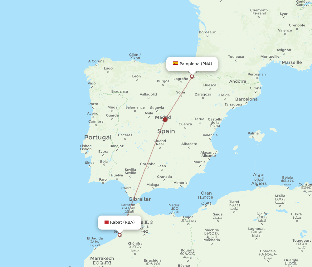 PNA-RBA flight routes