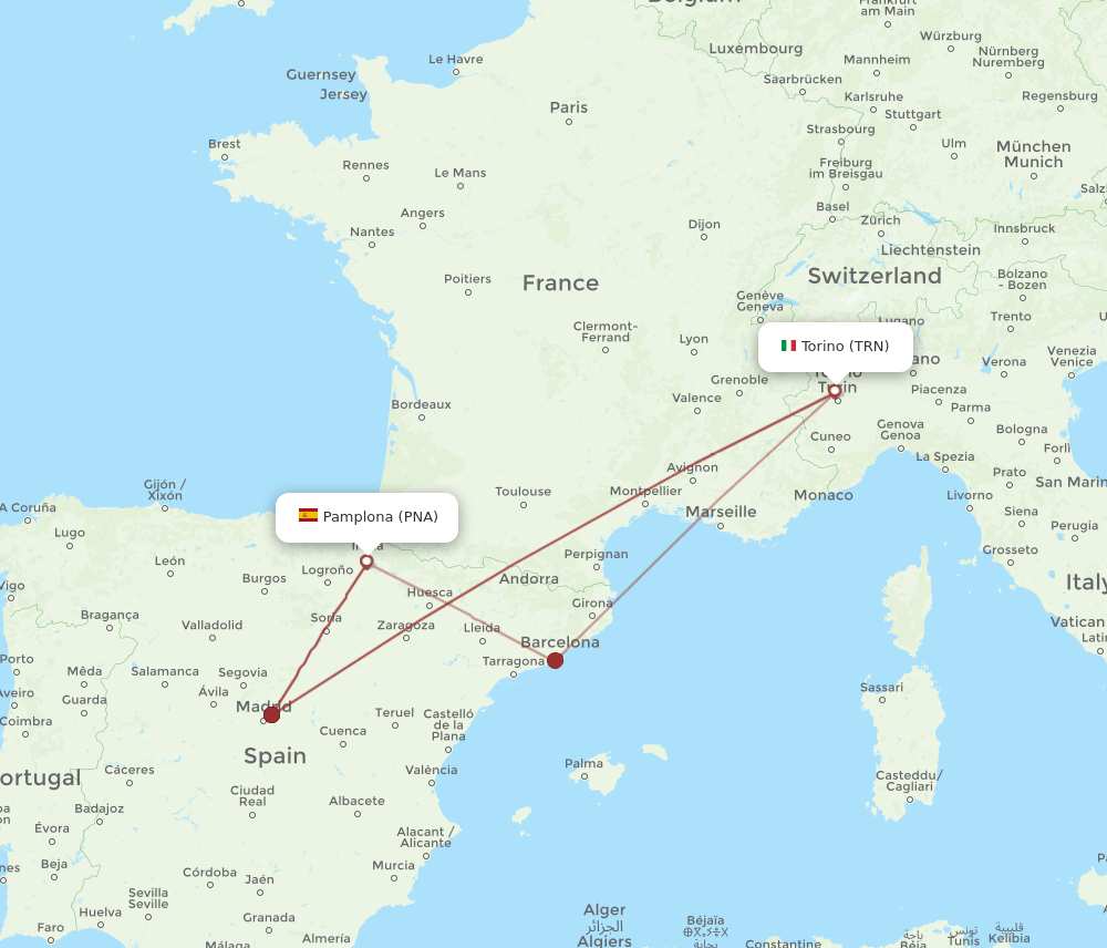 PNA-TRN flight routes