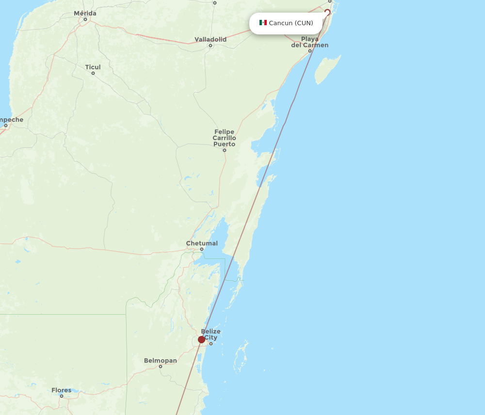 PND to CUN flights and routes map