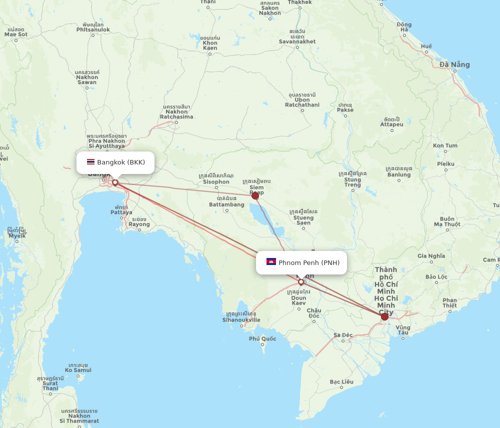 PNH to BKK flights and routes map