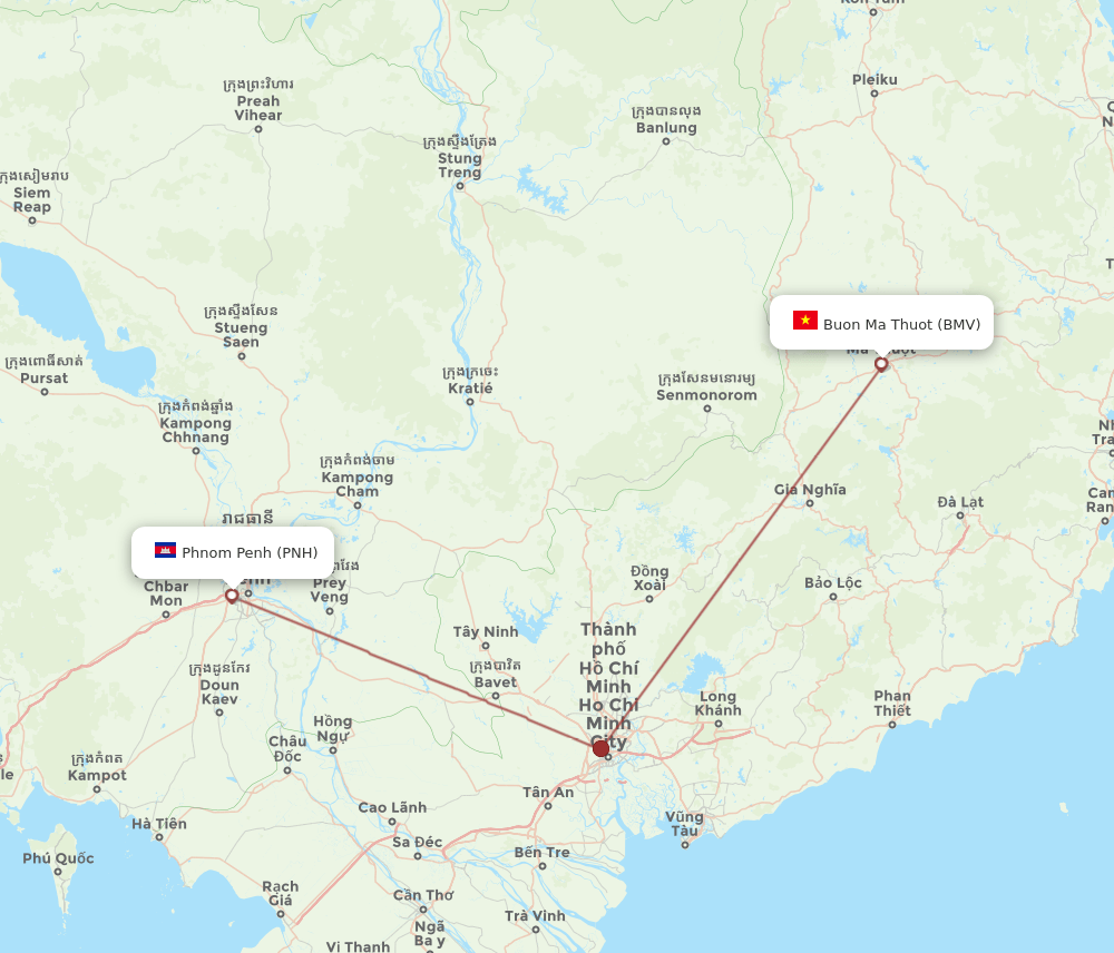 PNH to BMV flights and routes map