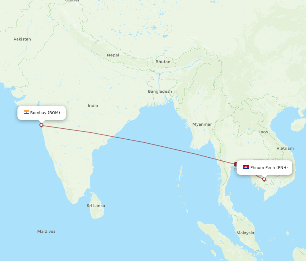 PNH-BOM flight routes