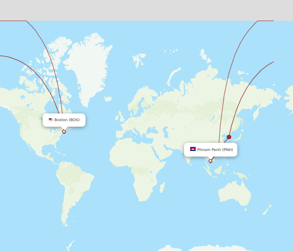 PNH to BOS flights and routes map