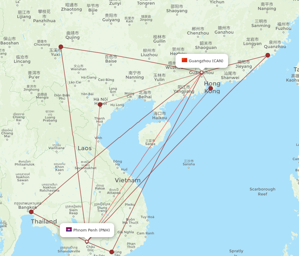 PNH to CAN flights and routes map