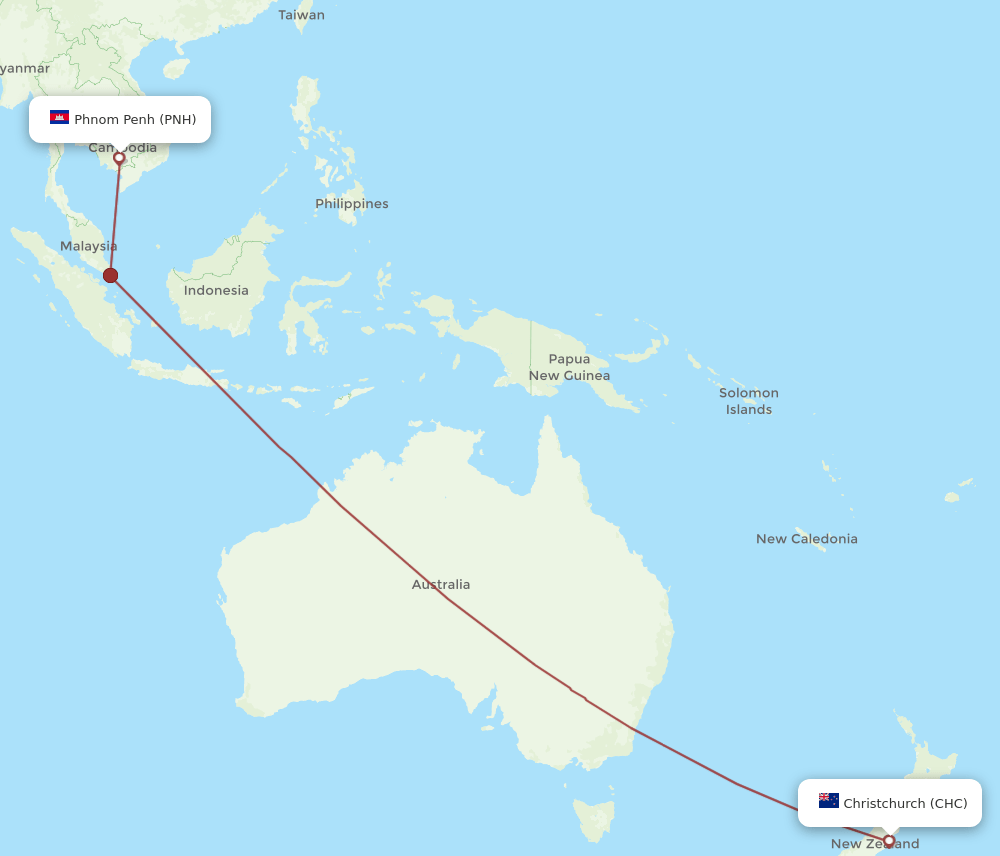 PNH-CHC flight routes
