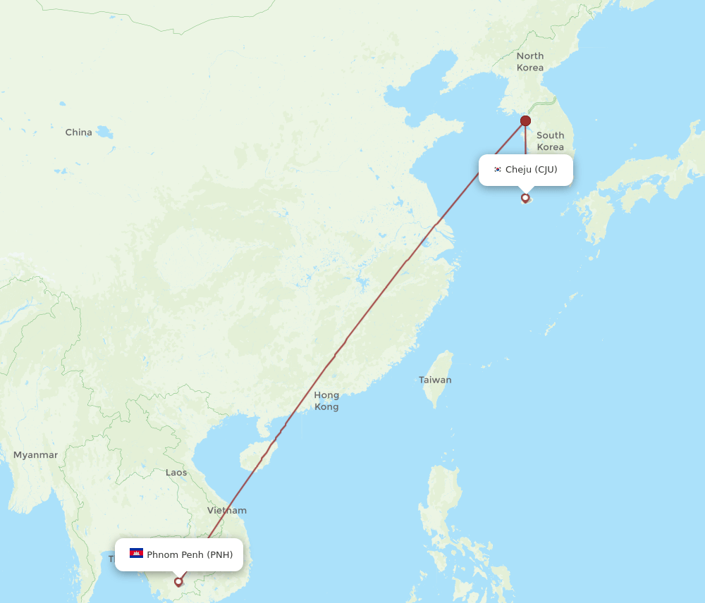 PNH-CJU flight routes