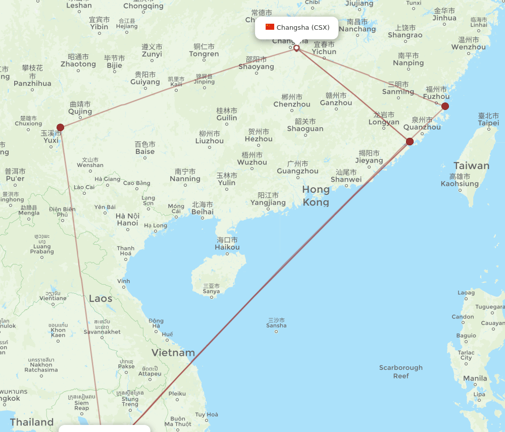 PNH-CSX flight routes