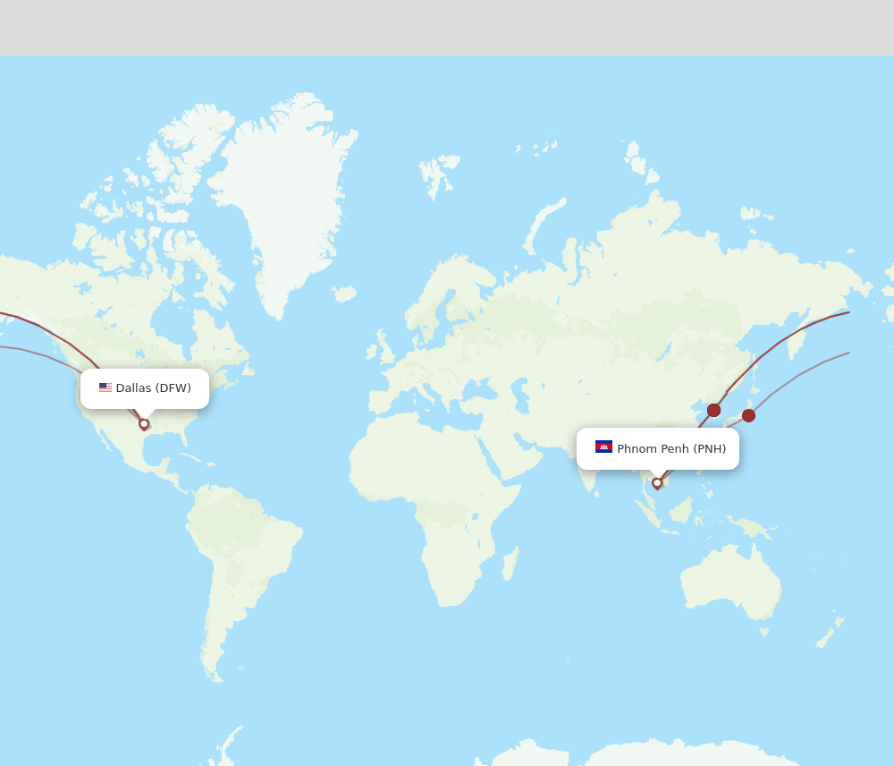 PNH to DFW flights and routes map