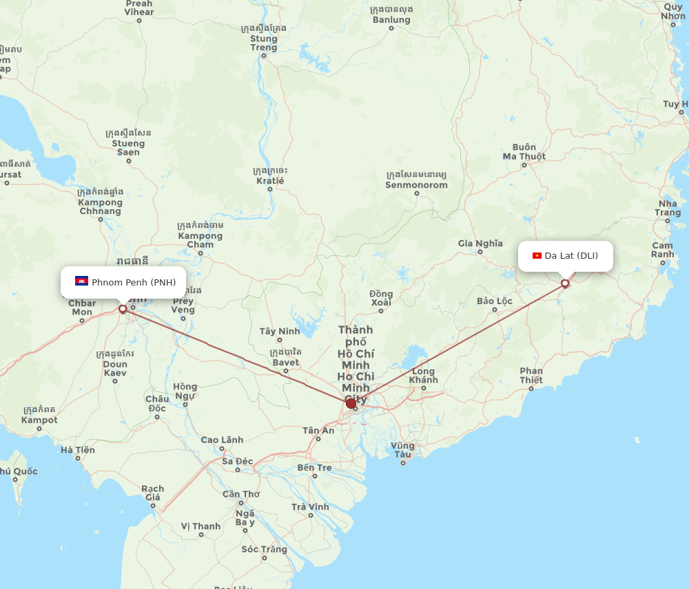 PNH-DLI flight routes