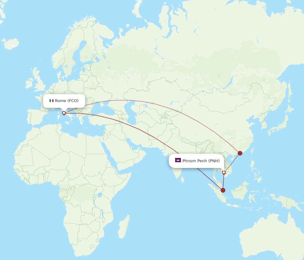PNH-FCO flight routes