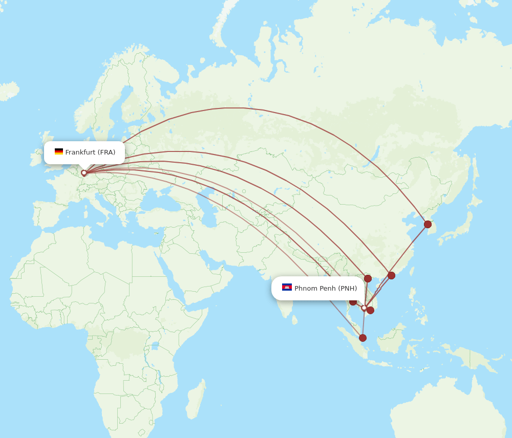PNH-FRA flight routes