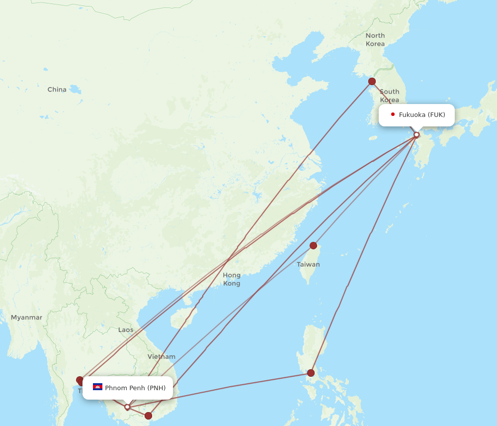 PNH to FUK flights and routes map