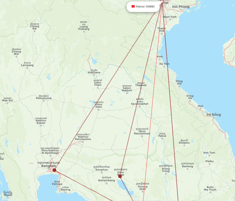 PNH to HAN flights and routes map