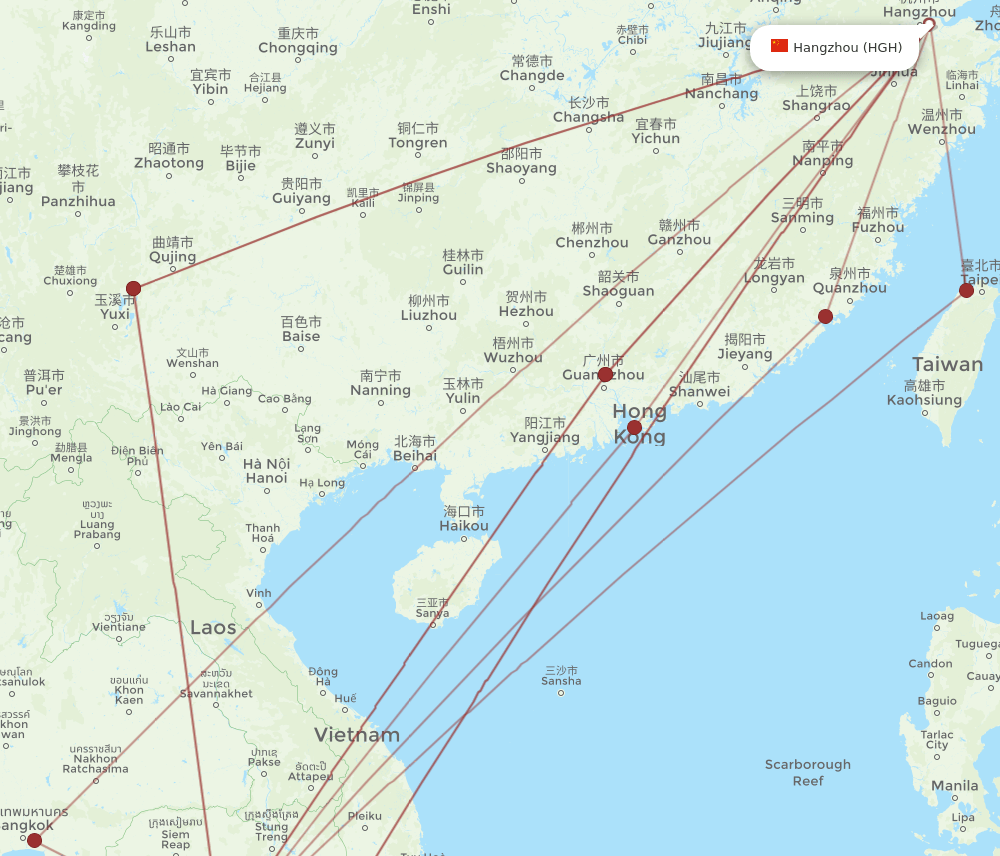 PNH-HGH flight routes
