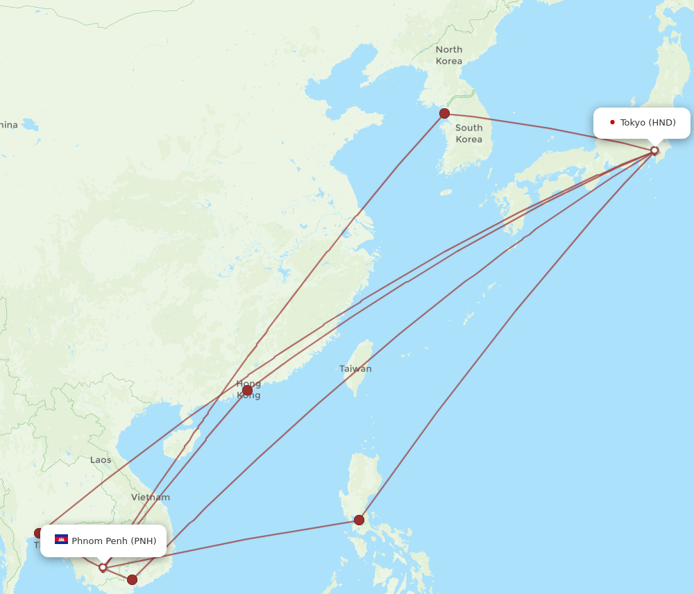 PNH-HND flight routes
