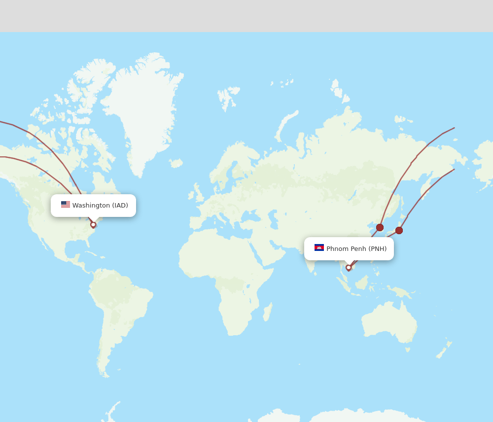 PNH to IAD flights and routes map