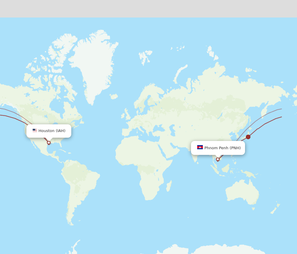 PNH to IAH flights and routes map