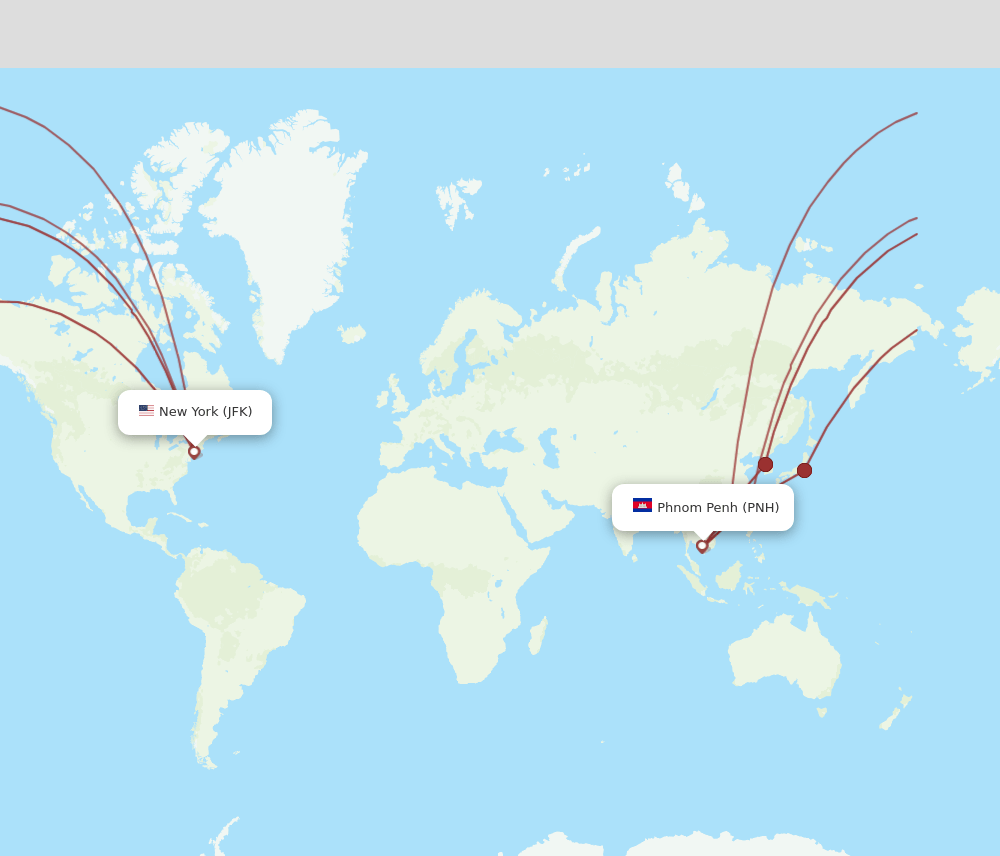 PNH to JFK flights and routes map