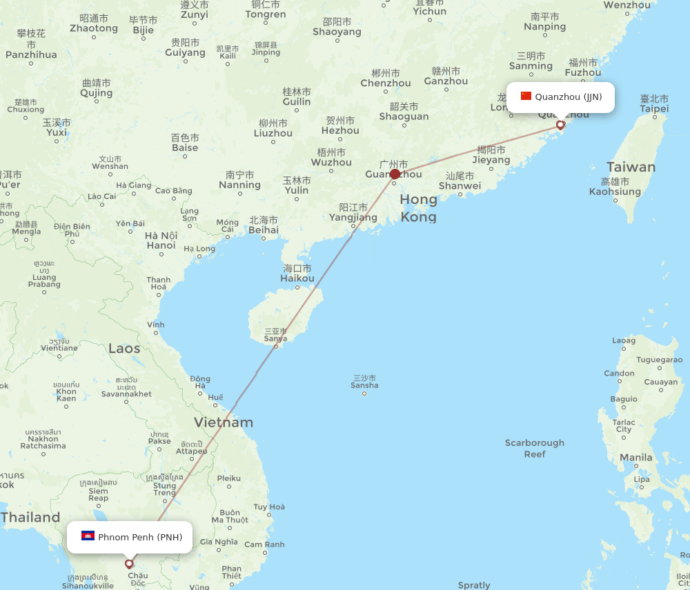 PNH-JJN flight routes