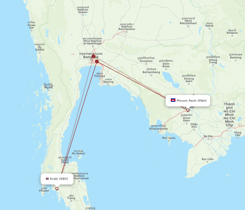 PNH to KBV flights and routes map