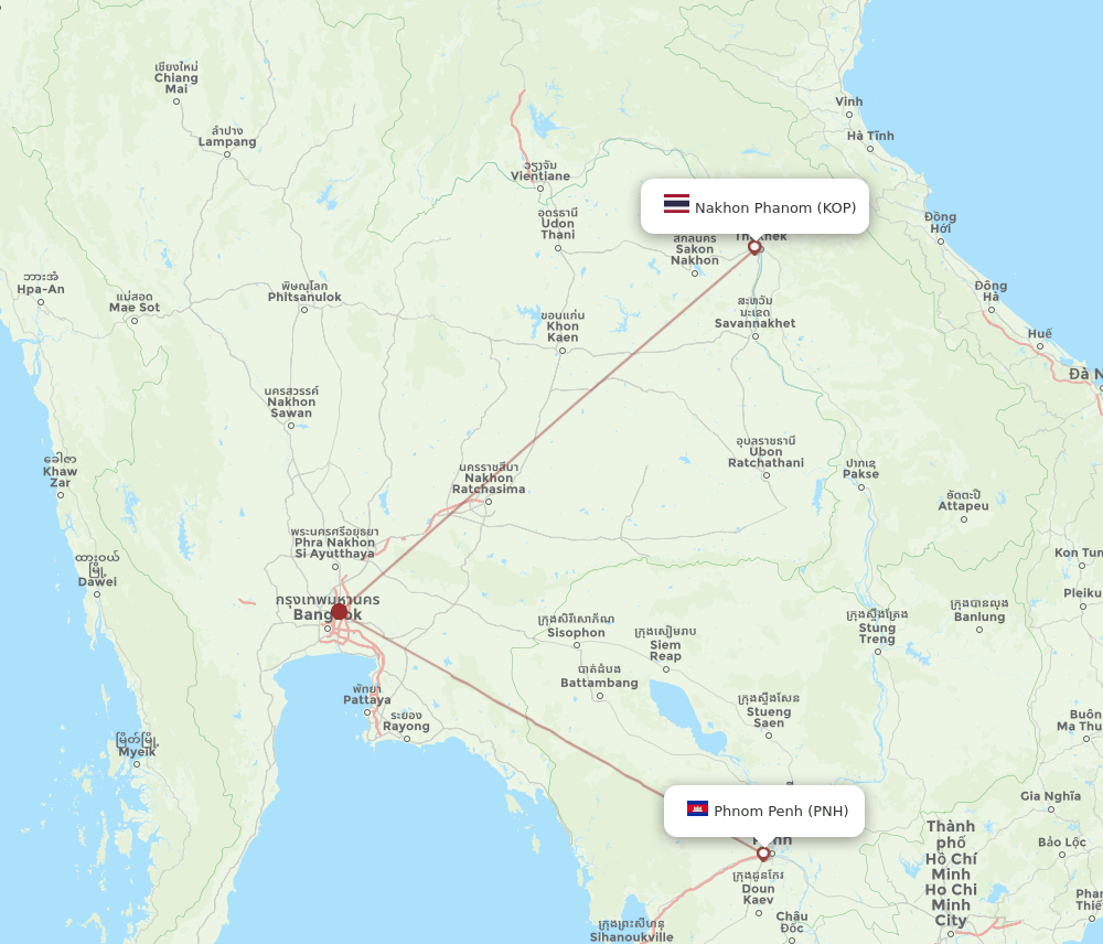PNH to KOP flights and routes map