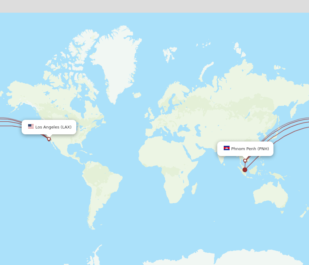 PNH to LAX flights and routes map