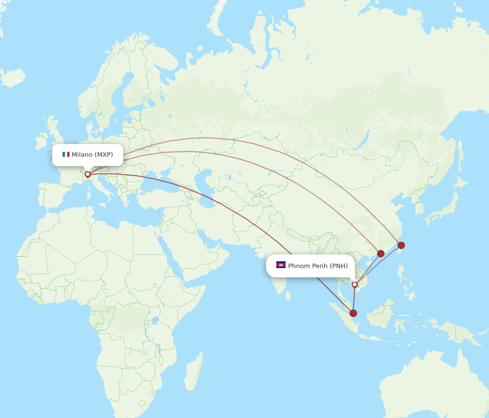 PNH-MXP flight routes