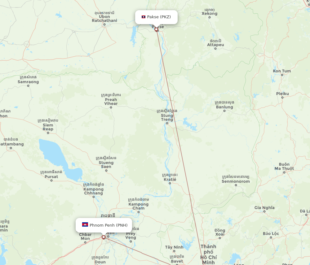 PNH-PKZ flight routes