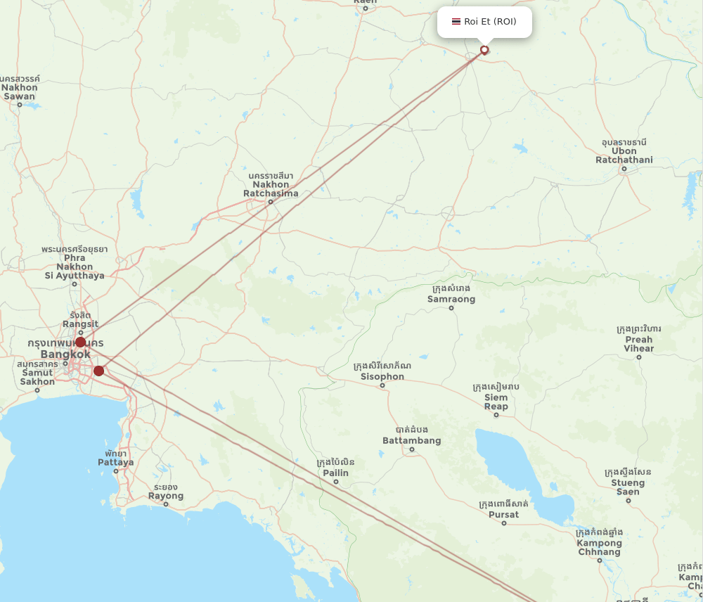 PNH to ROI flights and routes map