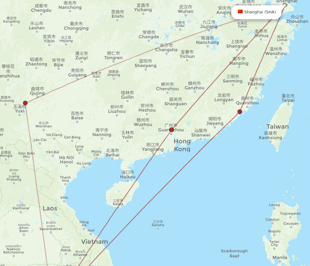 PNH-SHA flight routes