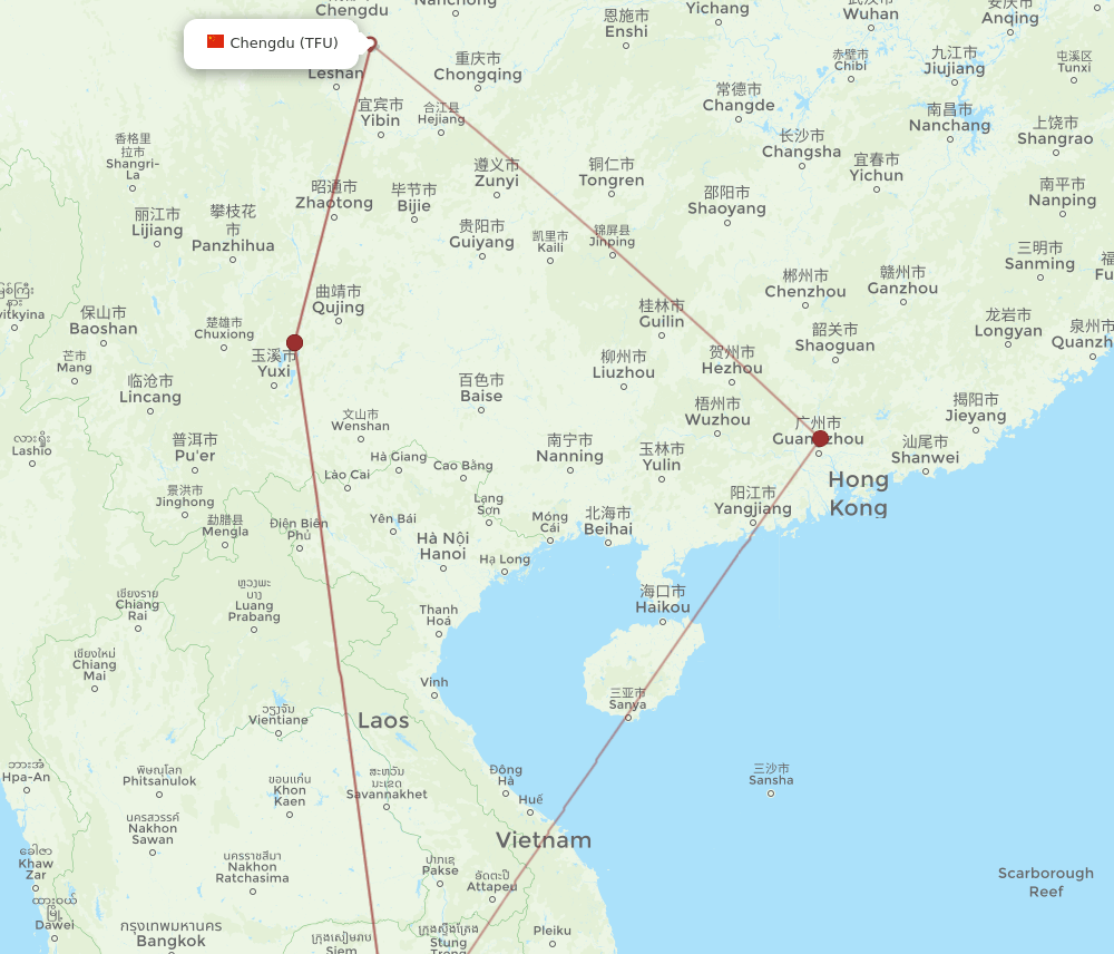 PNH to TFU flights and routes map