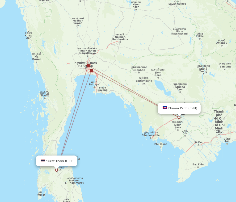 PNH-URT flight routes
