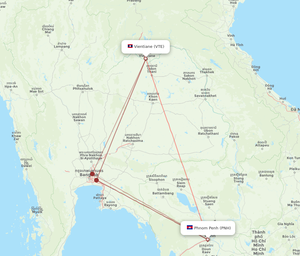 PNH to VTE flights and routes map