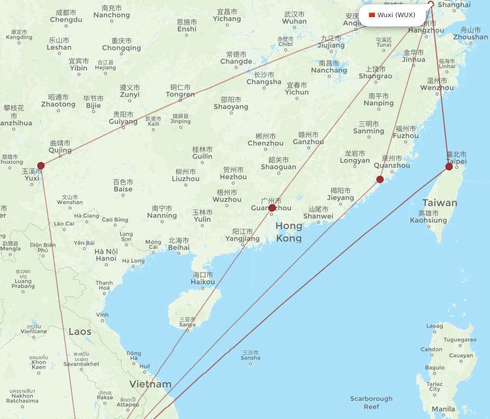 PNH-WUX flight routes