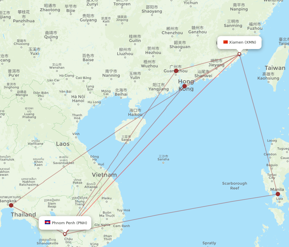 PNH to XMN flights and routes map