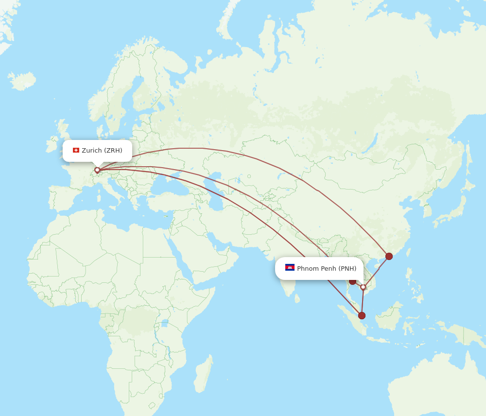 ZRH to PNH flights and routes map