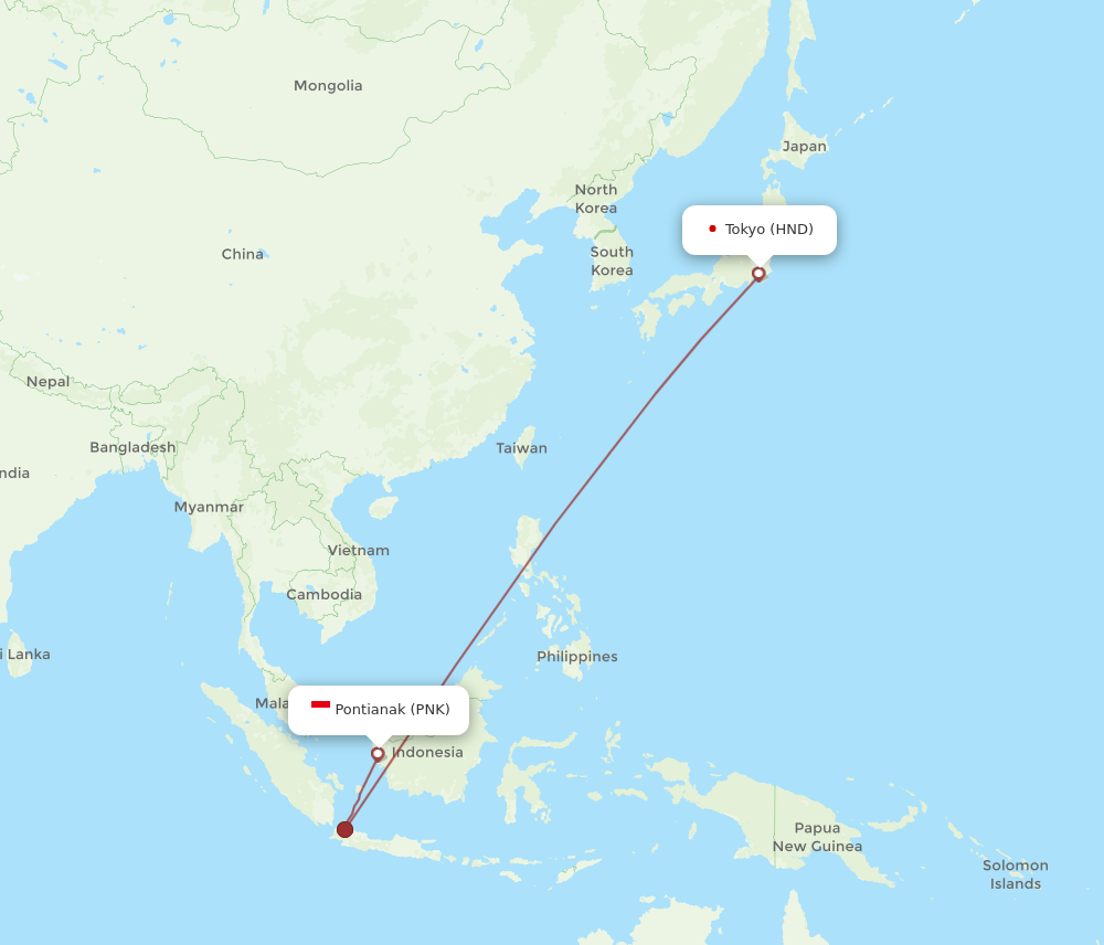 PNK to HND flights and routes map
