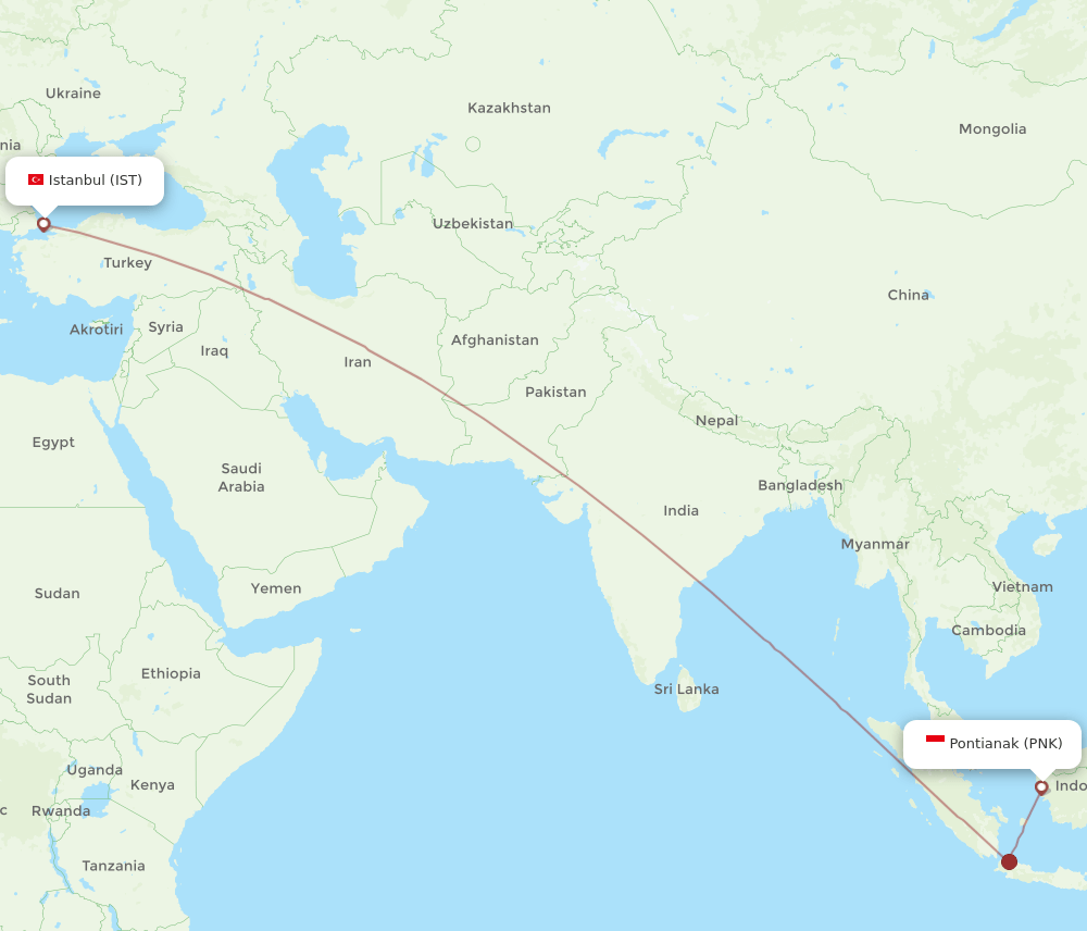 PNK-IST flight routes