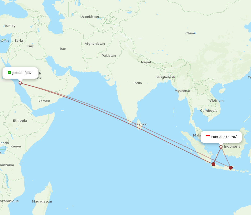 PNK to JED flights and routes map
