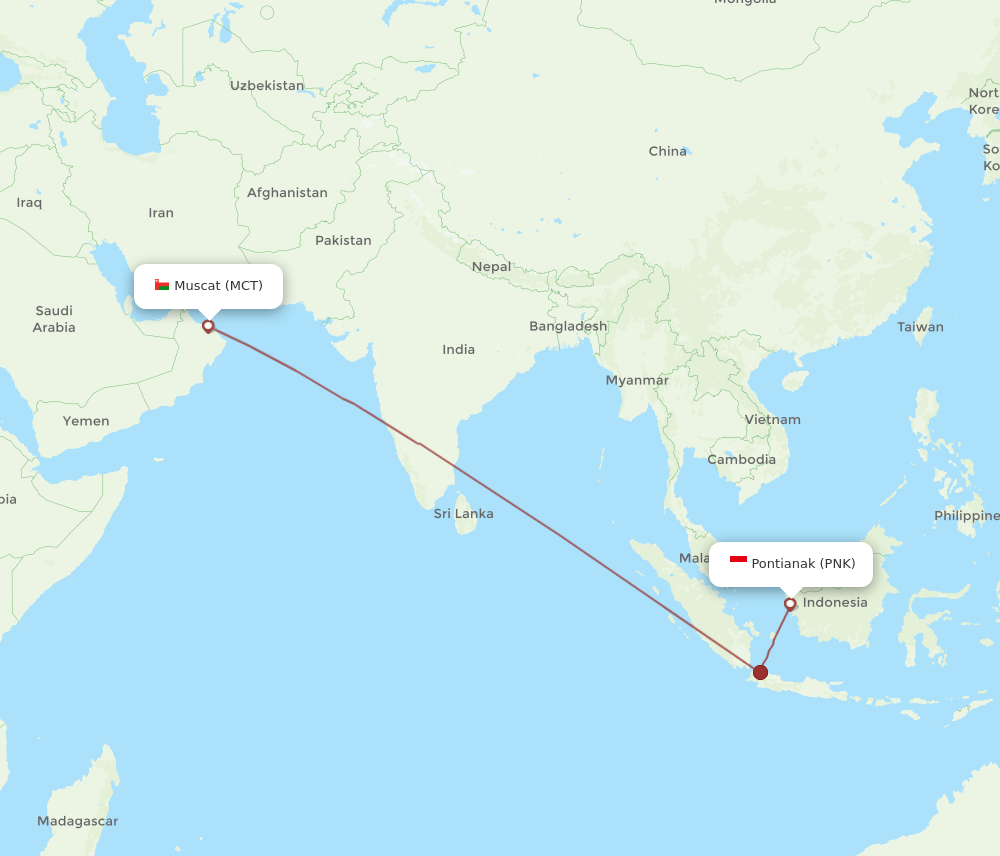 PNK-MCT flight routes