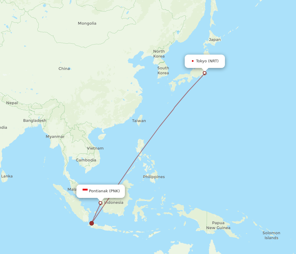 PNK-NRT flight routes