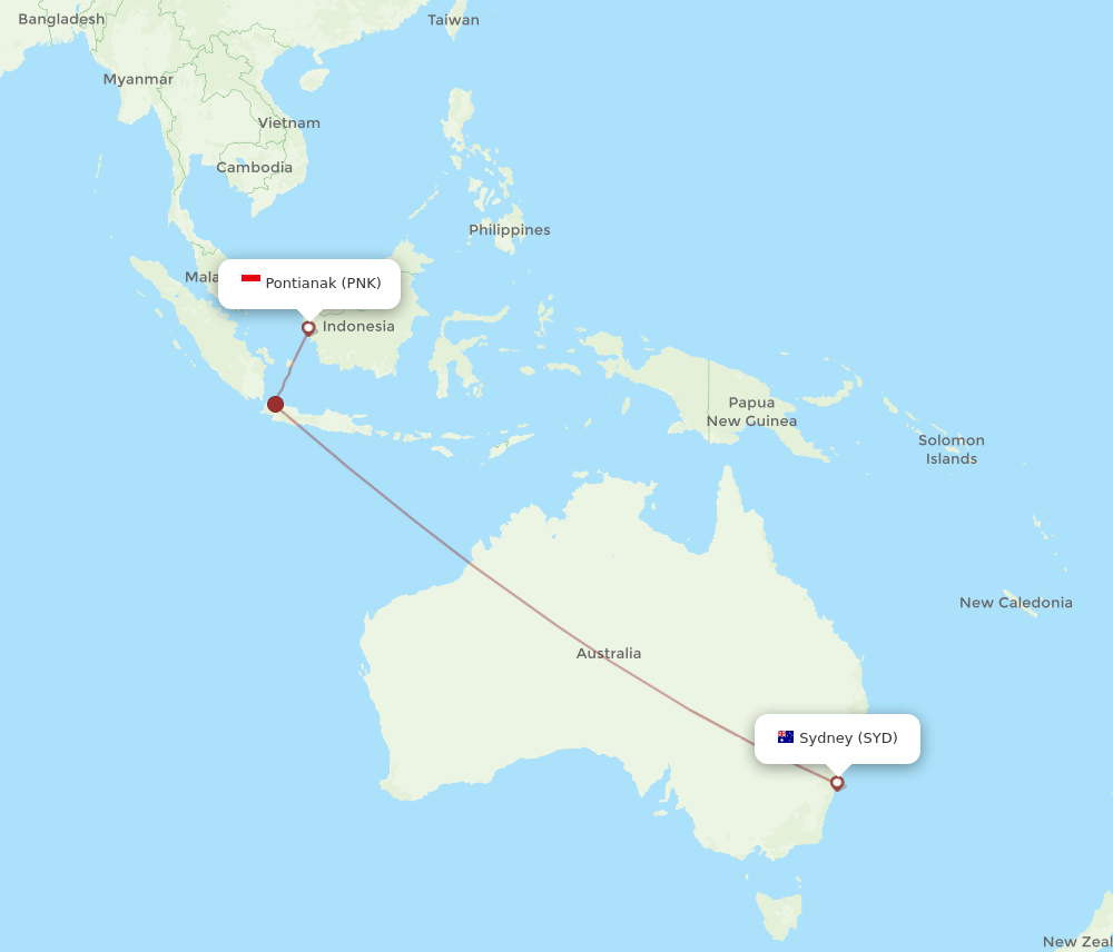 PNK-SYD flight routes