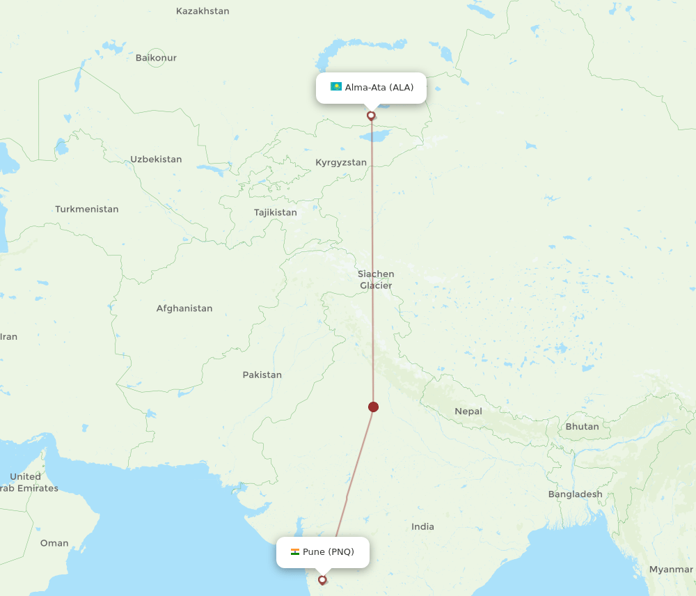 PNQ-ALA flight routes
