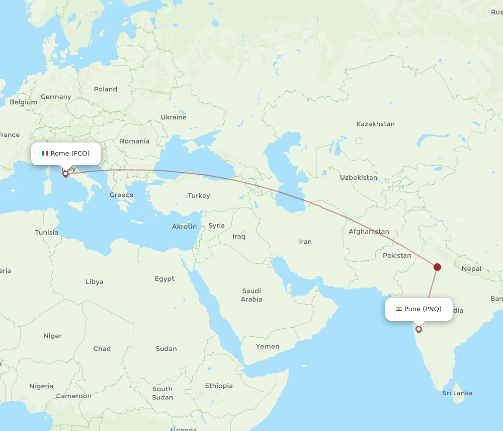 PNQ-FCO flight routes